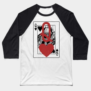 Queen of Hearts: Bold Red Heart Overlay Baseball T-Shirt